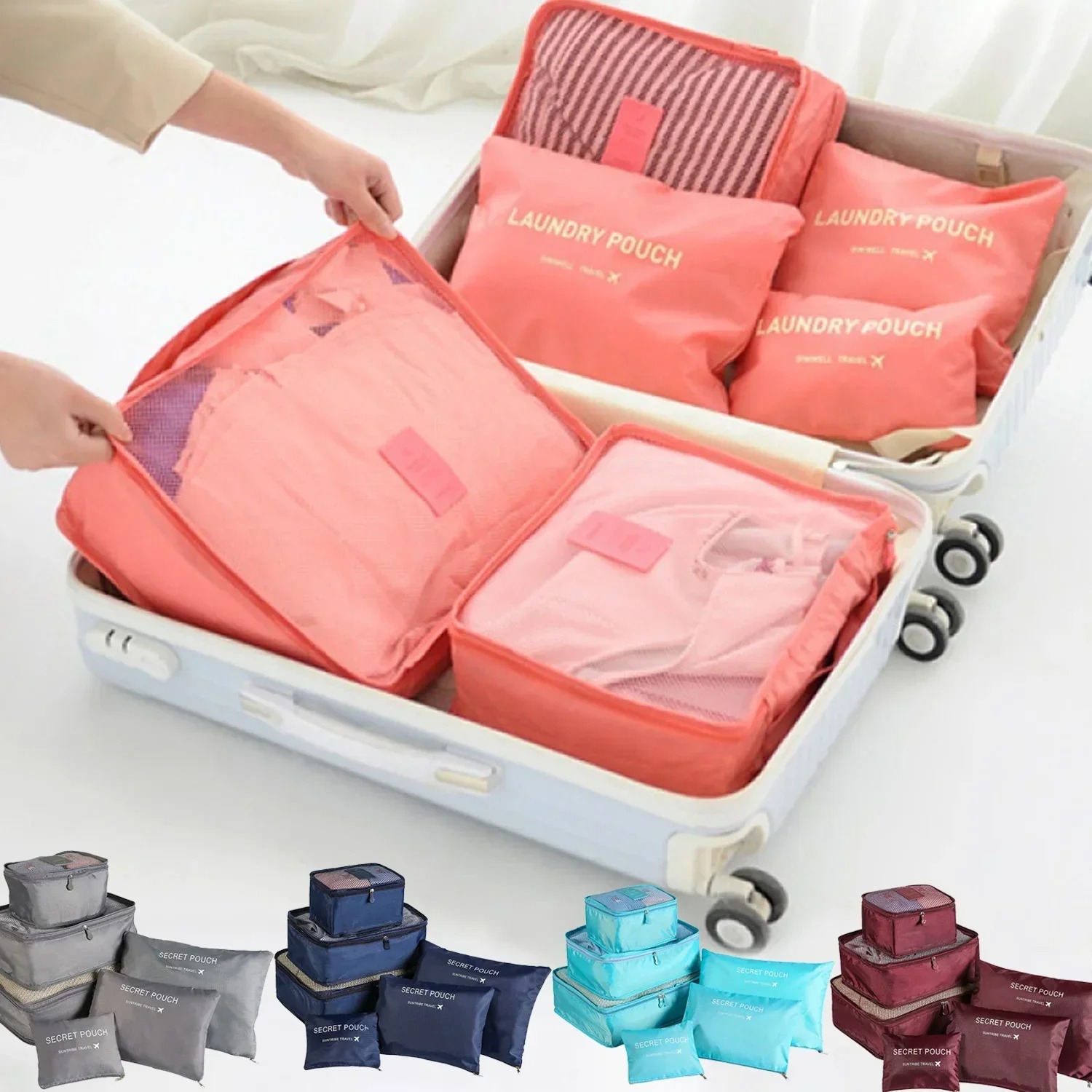 Travel Packing Cube - Conjunto de 6 Peças de Bolsas