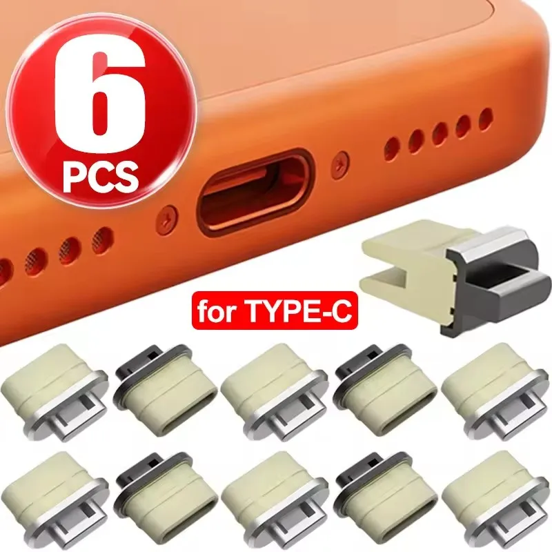 Travel Plug Type C - 6-1PCS Plugue Anti-Poeira Transparente para Porta