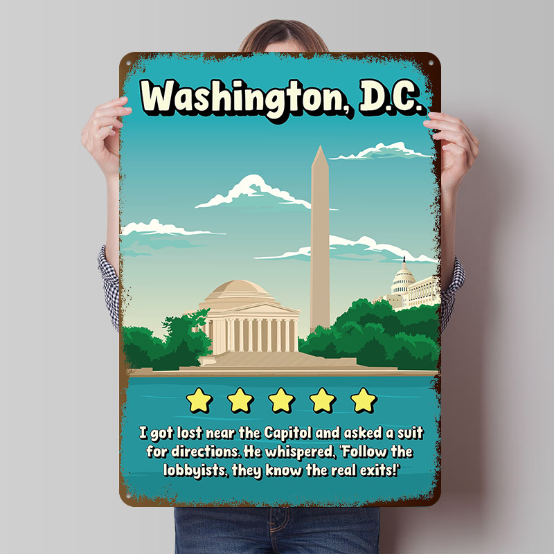Travel Accessories Reviews - Washington D.C. Placa de Metal Vintage