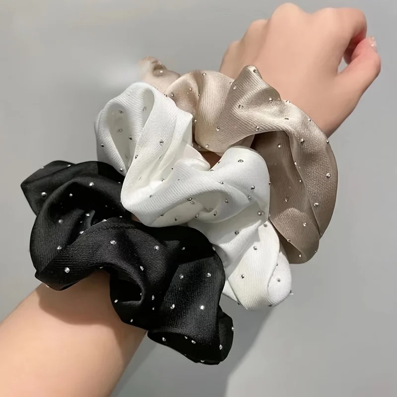 Travel Accessories Aesthetic - 1/3PCS Scrunchies de Cetim com Decoração